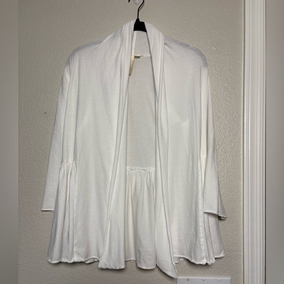 Pure Jill White Lightweight Pima Cotton Open Front Bottom Tiered Cardigan. - Picture 1 of 11